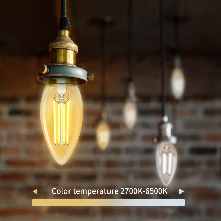 Λαμπτήρας Dimming LED FILAMENT C35 E27/4,5W/230V 2700-6500K Wi-Fi - Aigostar