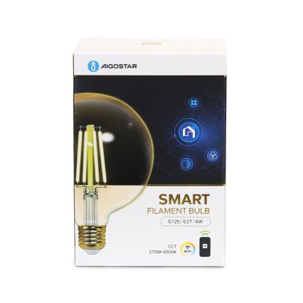 Λαμπτήρας Dimming LED FILAMENT G125 E27/6W/230V 2700-6500K Wi-Fi - Aigostar