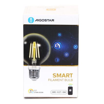 Λαμπτήρας Dimming LED FILAMENT G80 E27/6W/230V 2700-6500K Wi-Fi - Aigostar