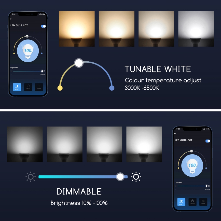 Λαμπτήρας Dimming LED GU10/5W/230V 3000-6500K Wi-Fi - Aigostar