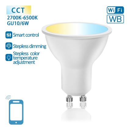 Λαμπτήρας Dimming LED GU10/6W/230V 2700-6500K Wi-Fi - Aigostar
