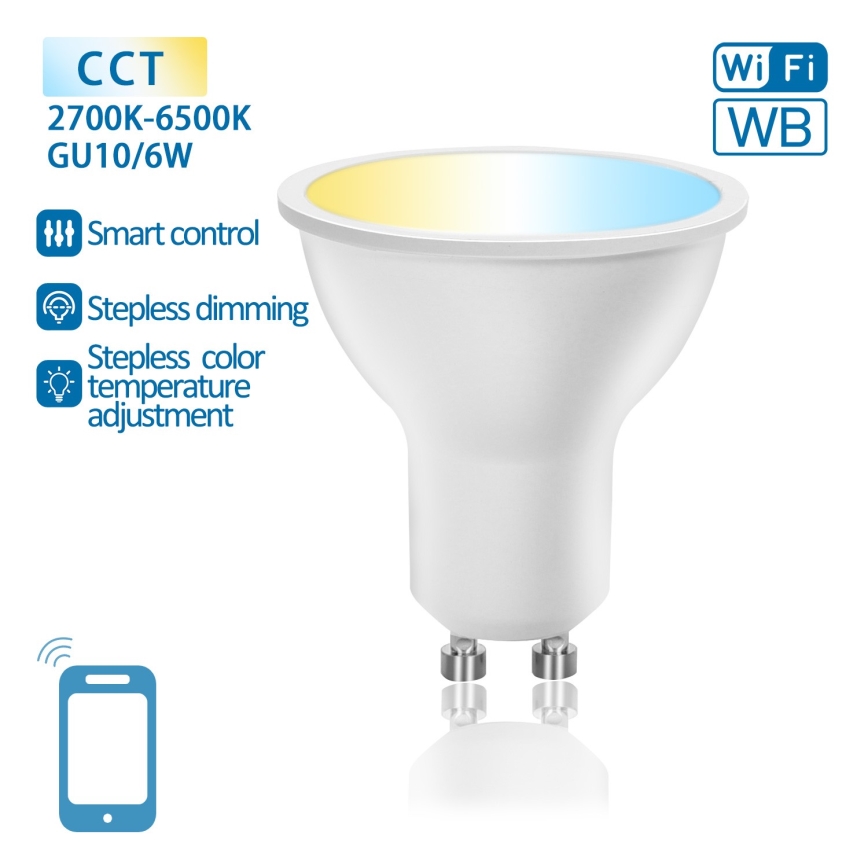 Λαμπτήρας Dimming LED GU10/6W/230V 2700-6500K Wi-Fi - Aigostar