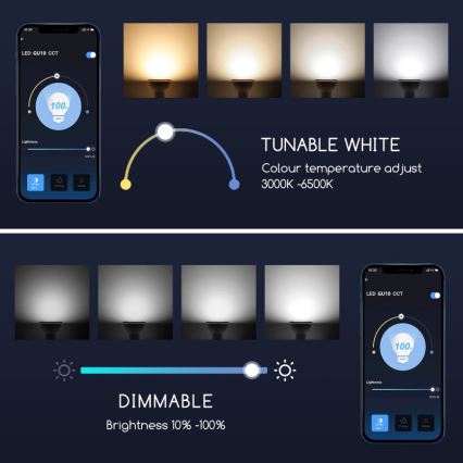 Λαμπτήρας Dimming LED GU10/7W/230V 3000-6500K Wi-Fi - Aigostar