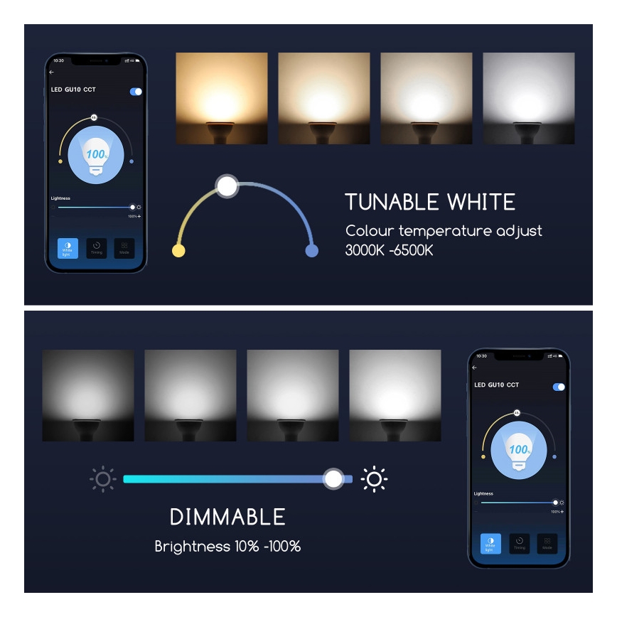 Λαμπτήρας Dimming LED GU10/7W/230V 3000-6500K Wi-Fi - Aigostar