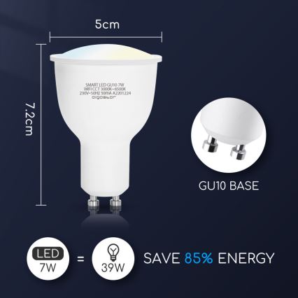 Λαμπτήρας Dimming LED GU10/7W/230V 3000-6500K Wi-Fi - Aigostar