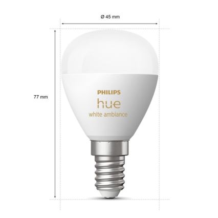 Λαμπτήρας Dimming LED Philips Hue WHITE AMBIANCE P45 E14/5,1W/230V 2200-6500K