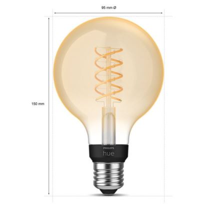 Λαμπτήρας Dimming LED Philips Hue WHITE FILAMENT G93 E27/7,2W/230V 2100K