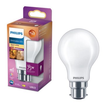 Λαμπτήρας Dimming LED Philips Warm Glow A60 B22/7,2W/230V 2200-2700K CRI 90