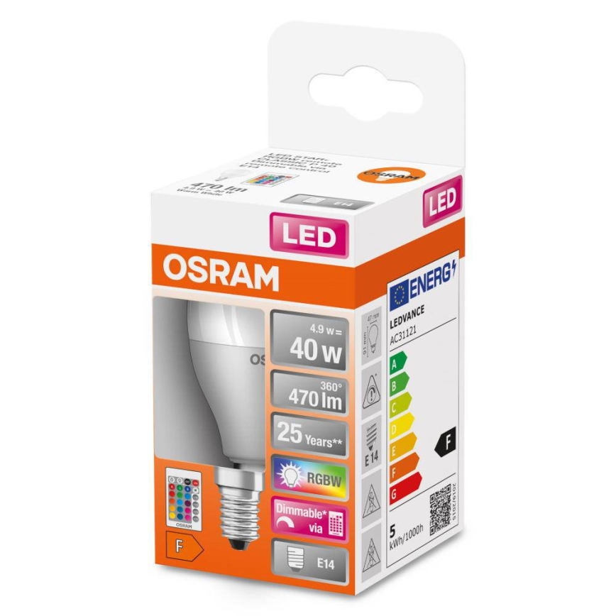 Λαμπτήρας dimming LED RGB E14/4,9W/230V 2700K + τηλεχειριστήριο - Osram