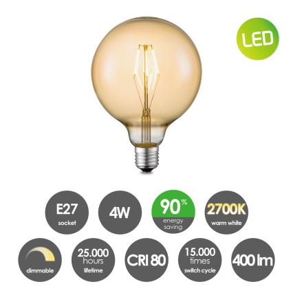 Λαμπτήρας Dimming LED VINTAGE EDISON G125 E27/4W/230V 2700K