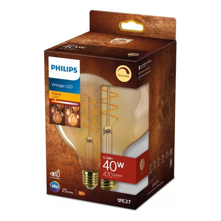 Λαμπτήρας Dimming LED VINTAGE Philips G125 E27/5,5W/230V 2200K