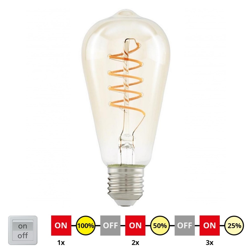 Λαμπτήρας Dimming LED VINTAGE ST64 E27/4W/230V 2200K - STEPDIMMING - Eglo 12522