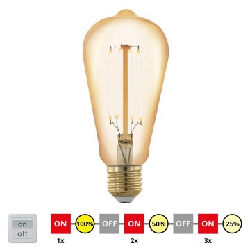 Λαμπτήρας Dimming LED VINTAGE ST64 E27/4W/230V 2200K - STEPDIMMING - Eglo 12863