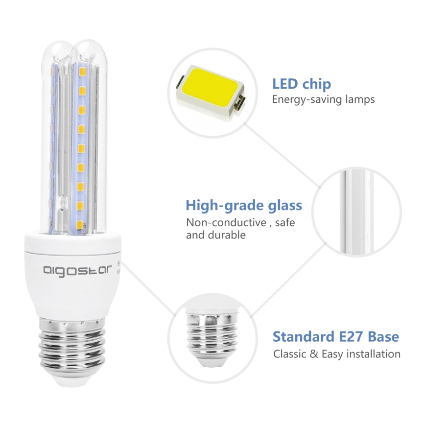 Λαμπτήρας LED B5 E27/8W/230V 3000K - Aigostar