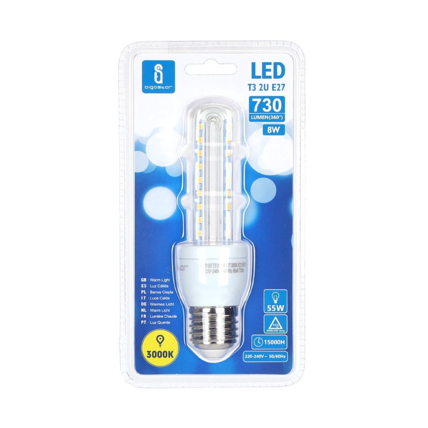 Λαμπτήρας LED B5 E27/8W/230V 3000K - Aigostar