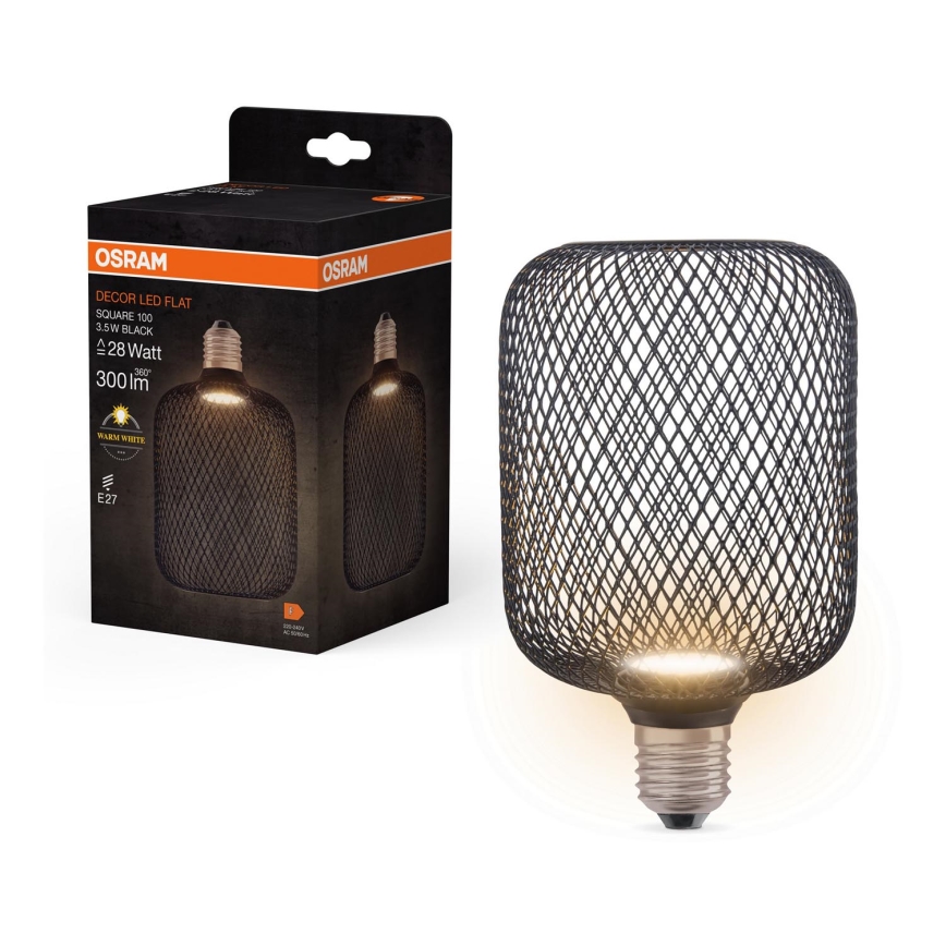 Λαμπτήρας LED DECOR FLAT E27/3,5W/230V 2700K μαύρο - Osram