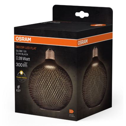 Λαμπτήρας LED DECOR FLAT G125 E27/3,5W/230V 2700K μαύρο - Osram