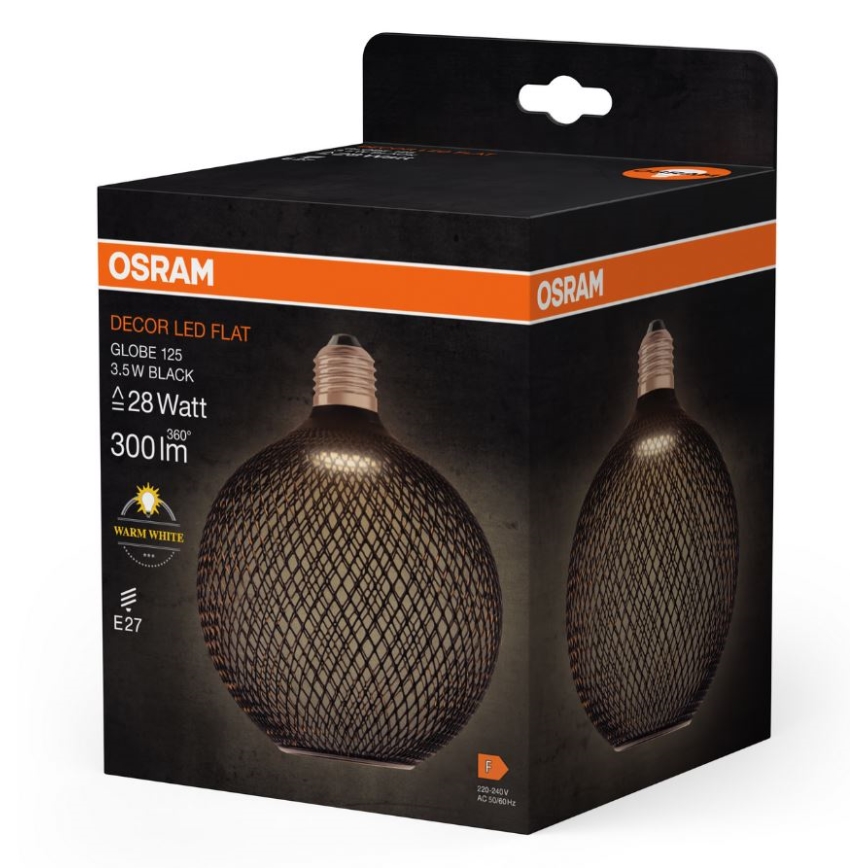 Λαμπτήρας LED DECOR FLAT G125 E27/3,5W/230V 2700K μαύρο - Osram