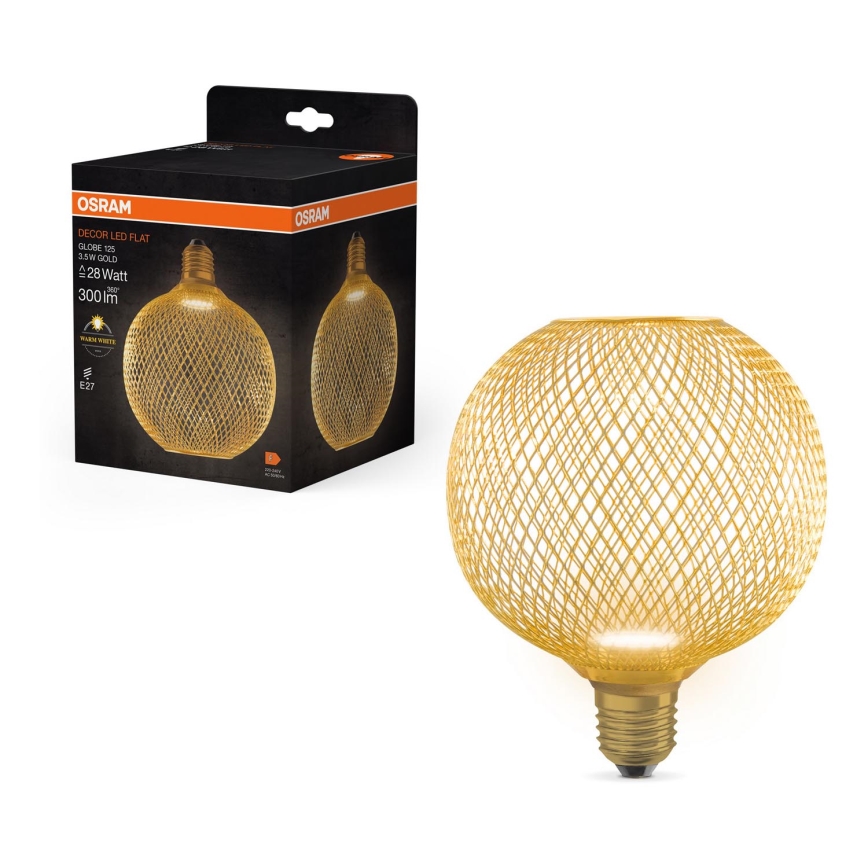 Λαμπτήρας LED DECOR FLAT G125 E27/3,5W/230V 2700K χρυσαφί - Osram