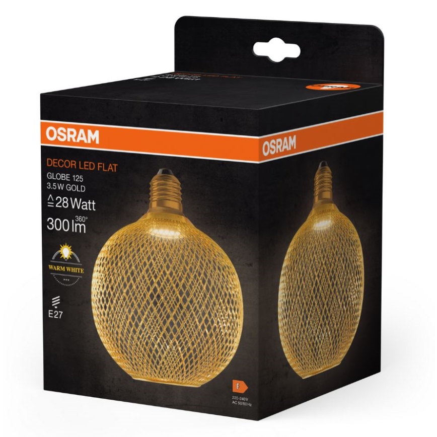 Λαμπτήρας LED DECOR FLAT G125 E27/3,5W/230V 2700K χρυσαφί - Osram