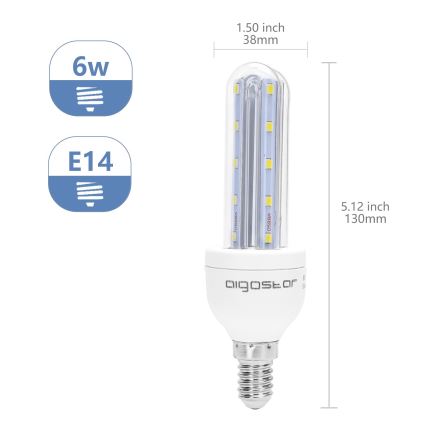 Λαμπτήρας LED E14/6W/230V 6500K - Aigostar