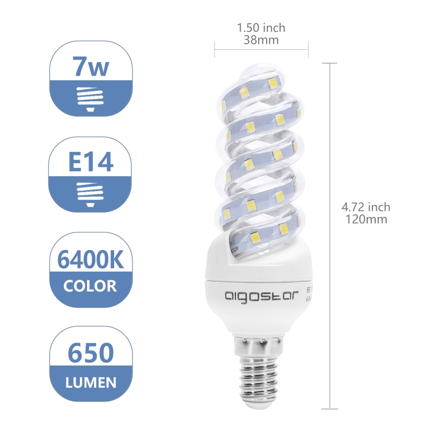 Λαμπτήρας LED E14/7W/230V 6500K - Aigostar