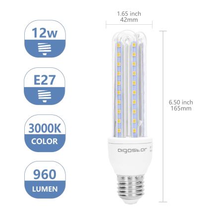 Λαμπτήρας LED E27/12W/230V 3000K - Aigostar