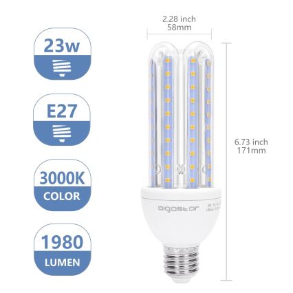 Λαμπτήρας LED E27/23W/230V 3000K - Aigostar