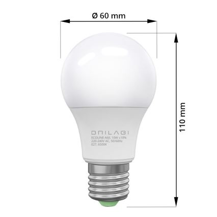 Λαμπτήρας LED ECOLINE A60 E27/10W/230V 6500K - Brilagi