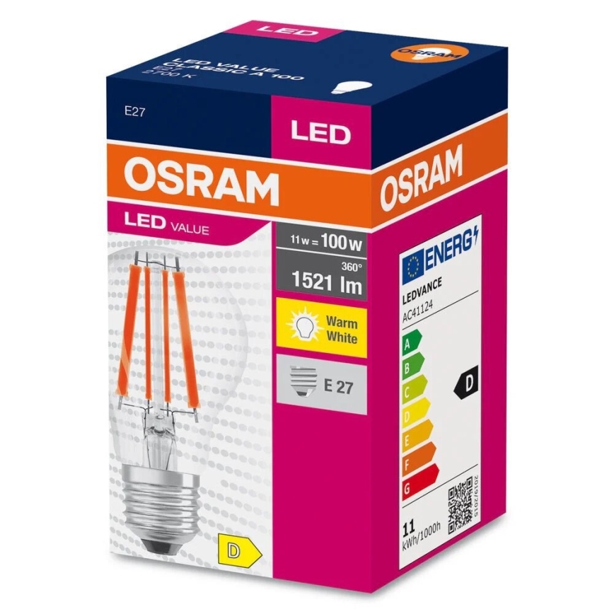 Λαμπτήρας LED FILAMENT A100 E27/11W/230V 2700K - Osram