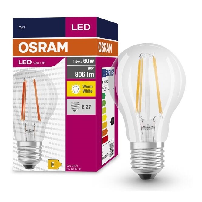 Λαμπτήρας LED FILAMENT A60 E27/6,5W/230V 2700K - Osram