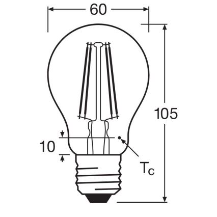Λαμπτήρας LED FILAMENT A60 E27/6,5W/230V 2700K - Osram