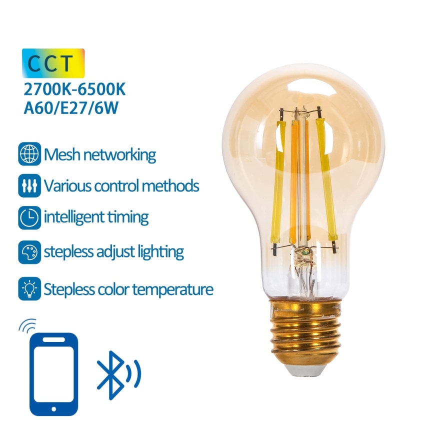 Λαμπτήρας Dimming LED FILAMENT MESH Smart A60 E27/6W/230V 2700-6500K - Aigostar