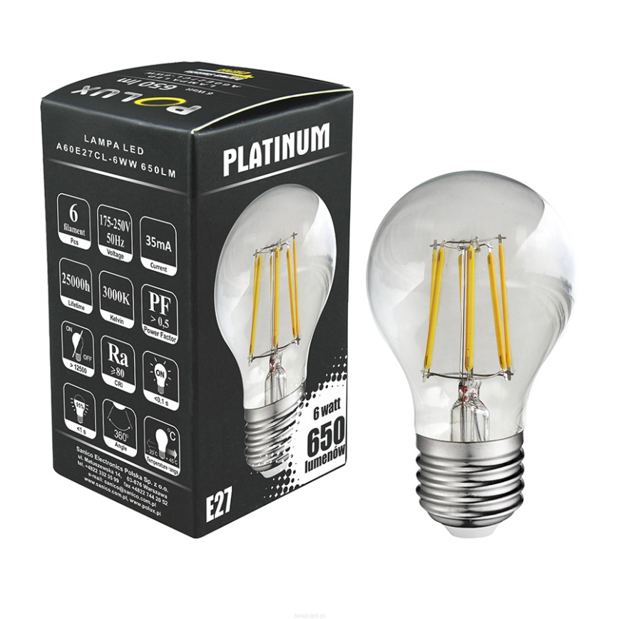 Λαμπτήρας LED FILAMENT A60 E27/6W/230V 3000K