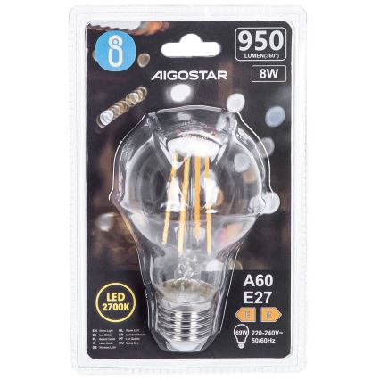 Λαμπτήρας LED FILAMENT A60 E27/8W/230V 2700K - Aigostar