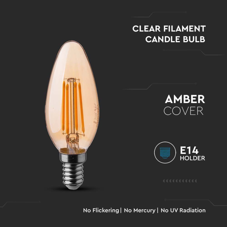 Λαμπτήρας LED FILAMENT AMBER E14/4W/230V 2200K