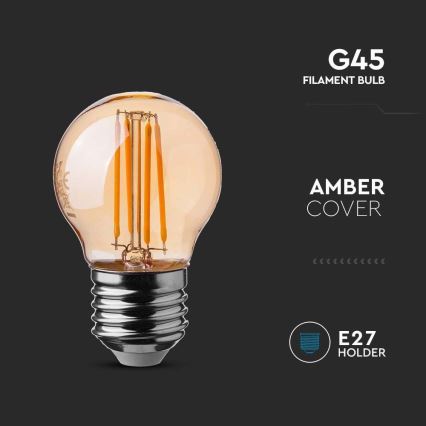 Λαμπτήρας LED FILAMENT AMBER G45 E27/4W/230V 2200K