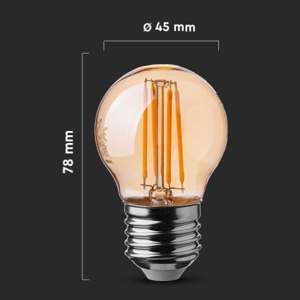 Λαμπτήρας LED FILAMENT AMBER G45 E27/4W/230V 2200K