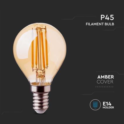 Λαμπτήρας LED FILAMENT AMBER P45 E14/4W/230V 2200K