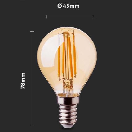 Λαμπτήρας LED FILAMENT AMBER P45 E14/4W/230V 2200K