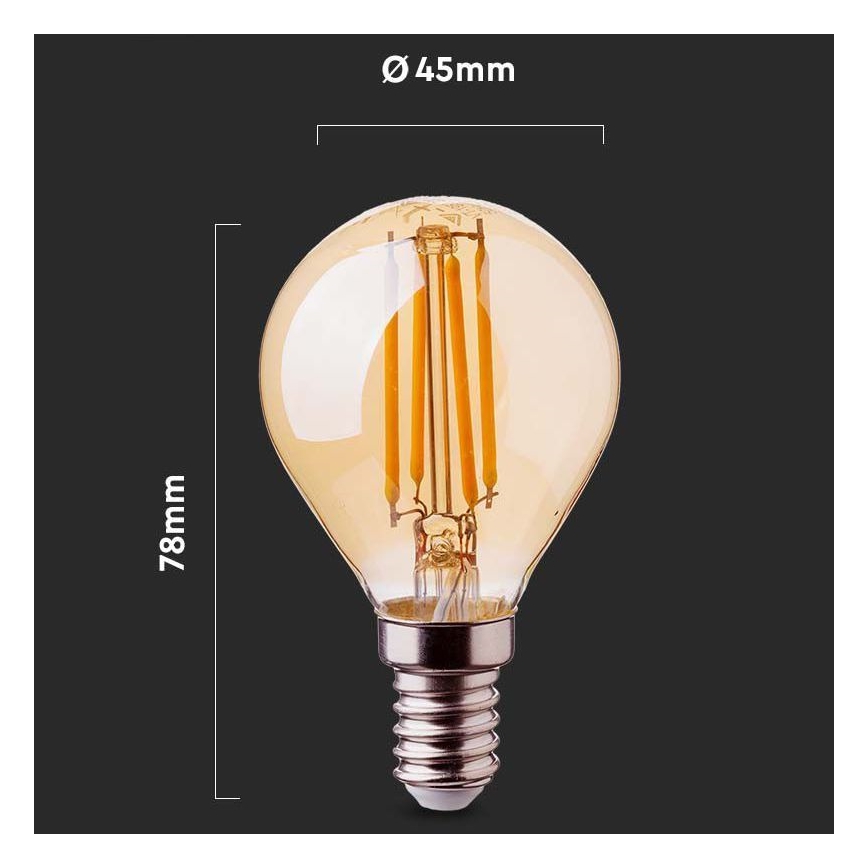 Λαμπτήρας LED FILAMENT AMBER P45 E14/4W/230V 2200K