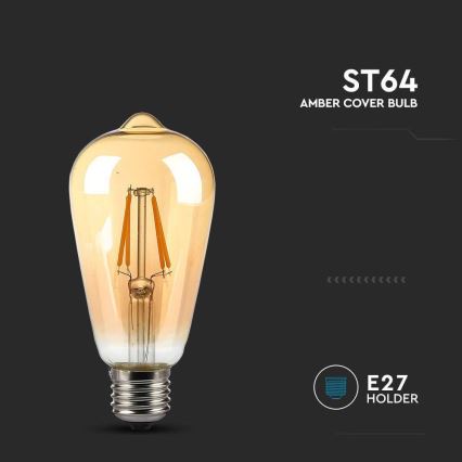 Λαμπτήρας LED FILAMENT AMBER ST64 E27/8W/230V 2200K