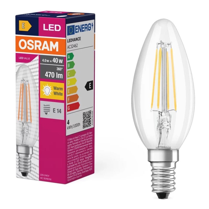 Λαμπτήρας LED FILAMENT B40 E14/4W/230V 2700K - Osram