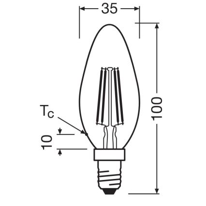 Λαμπτήρας LED FILAMENT B40 E14/4W/230V 2700K - Osram