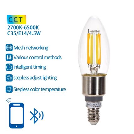 Λαμπτήρας Dimming LED FILAMENT MESH Smart C35 E14/4,5W/230V 2700-6500K - Aigostar