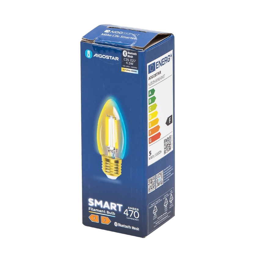 Λαμπτήρας Dimming LED FILAMENT MESH Smart C35 E27/4,5W/230V 2700-6500K - Aigostar