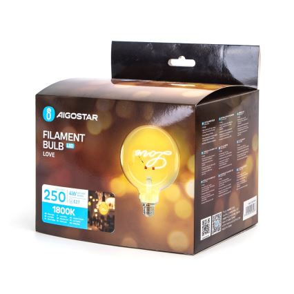 Λαμπτήρας LED FILAMENT E27/4W/230V 1800K love - Aigostar