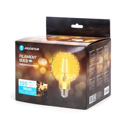 Λαμπτήρας LED FILAMENT E27/4W/230V 1800K pineapple - Aigostar