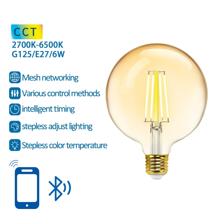 Λαμπτήρας Dimming LED FILAMENT MESH Smart G125 E27/6W/230V 2700-6500K - Aigostar