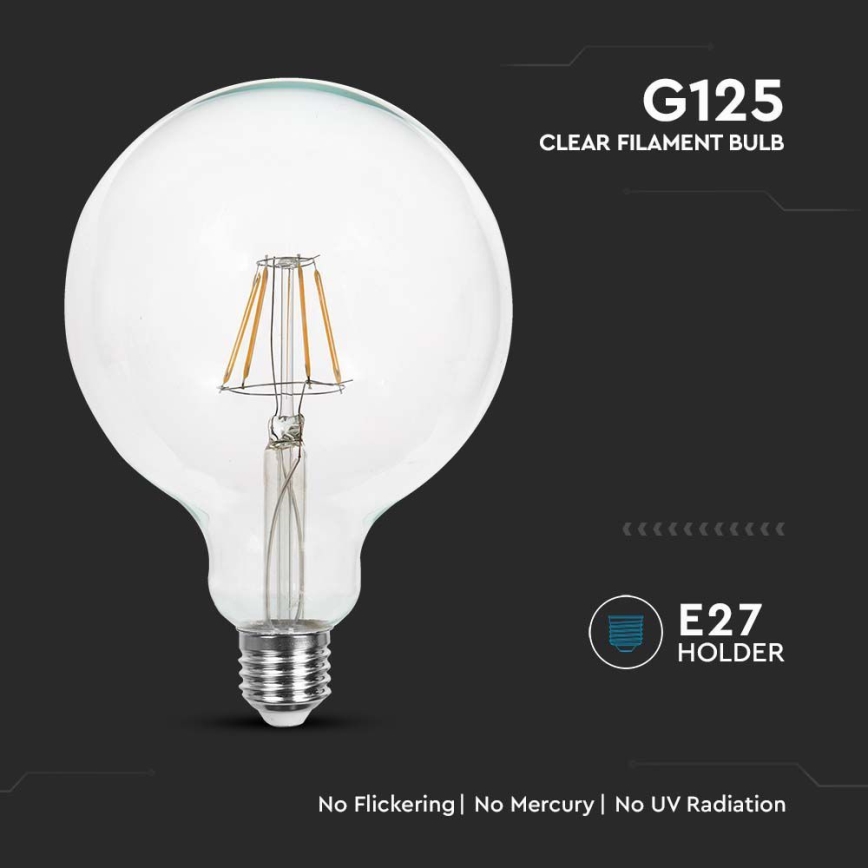 Λαμπτήρας LED FILAMENT G125 E27/6W/230V 3000K